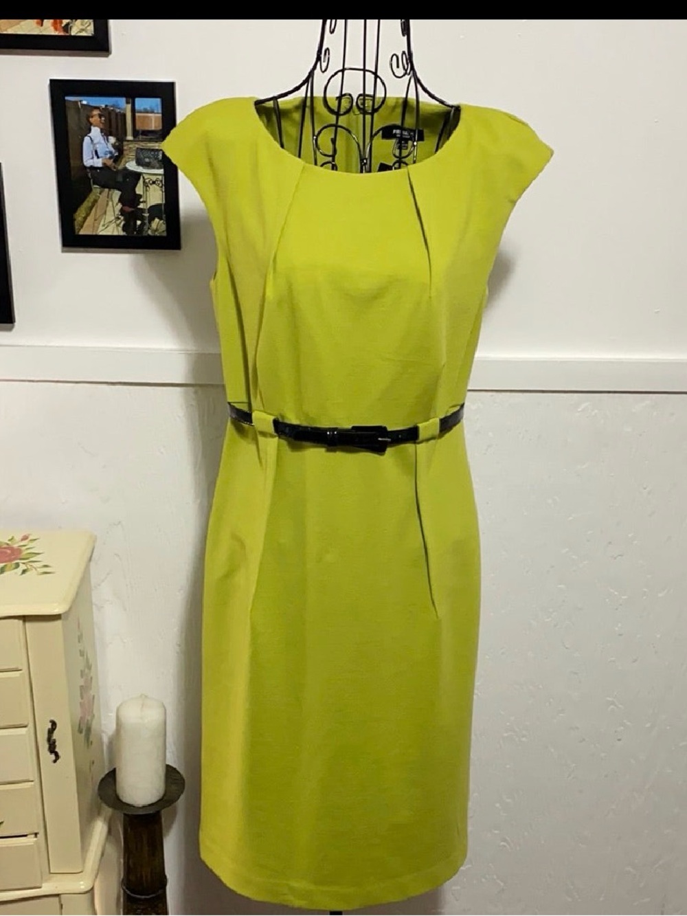Lime green dress with belt